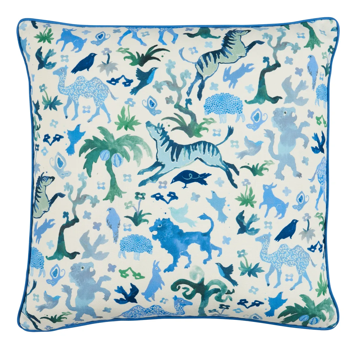 Schumacher Beasts Pillow in Blue and Green (SO18159106)