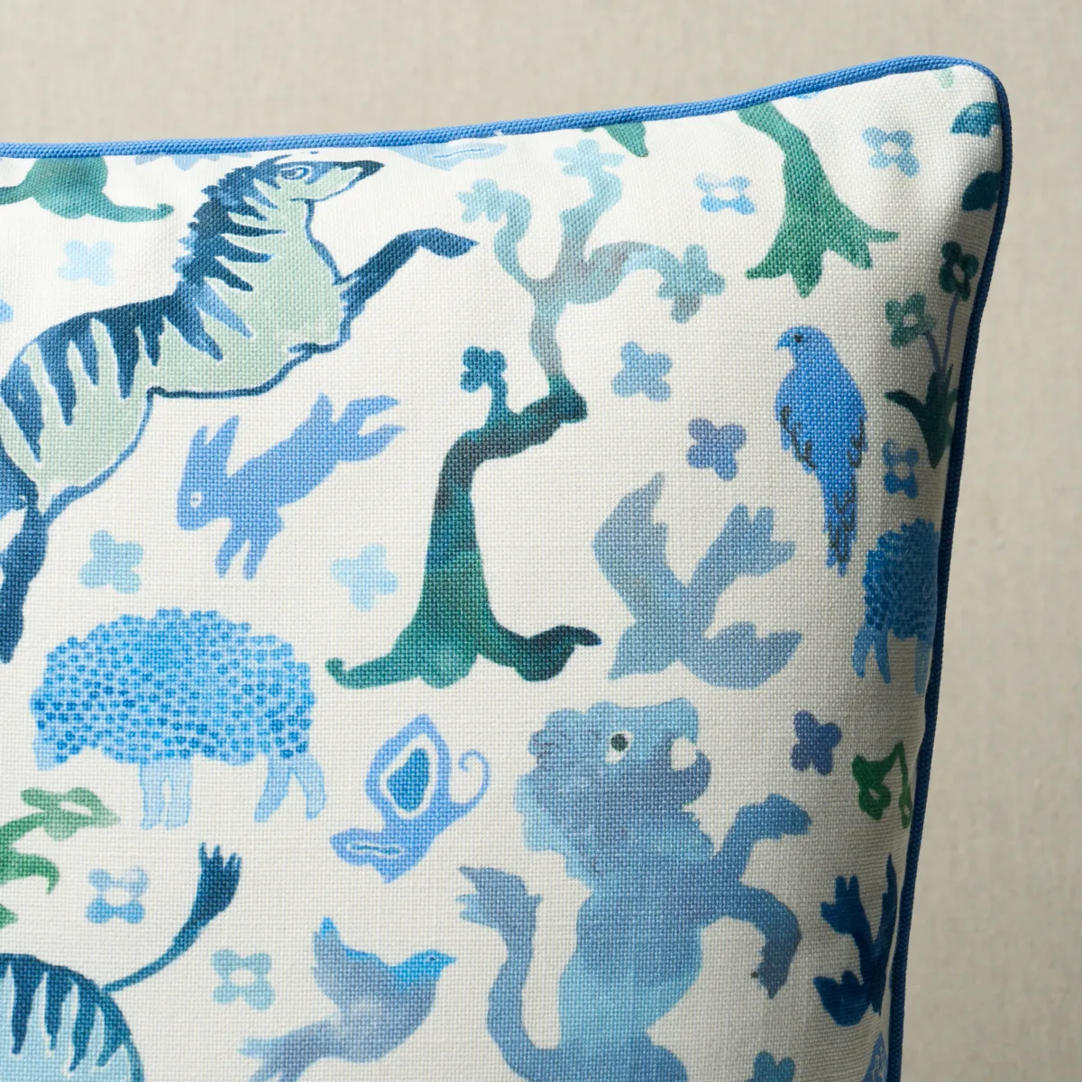 Schumacher Beasts Pillow in Blue and Green (SO18159106)