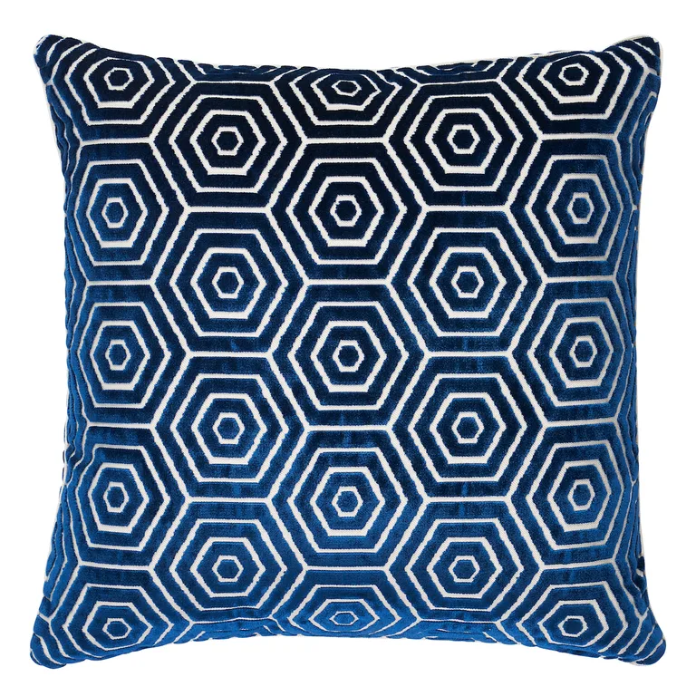 Schumacher Bees Knees Cut Velvet Pillow in Blue