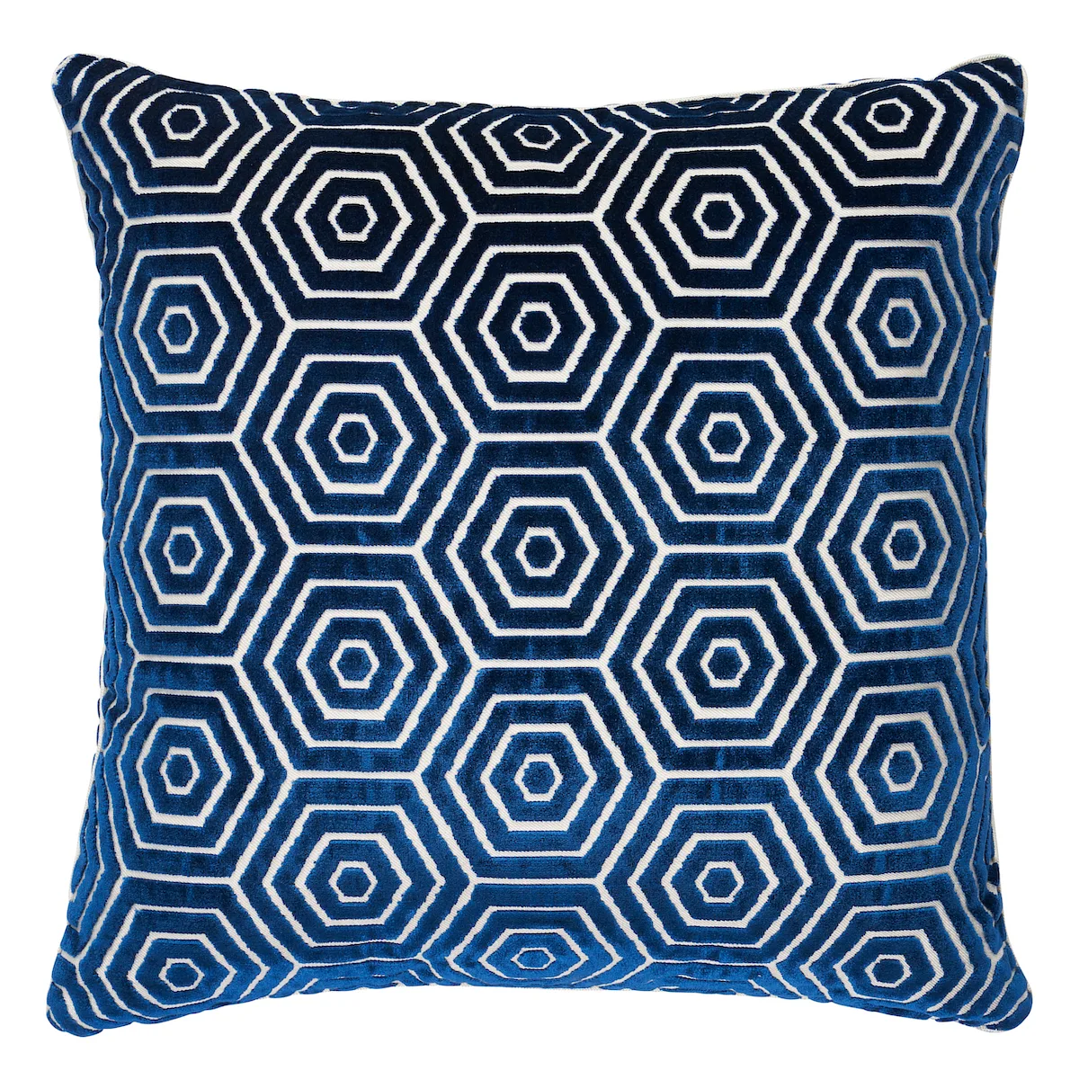 Schumacher Bees Knees Cut Velvet Pillow in Blue