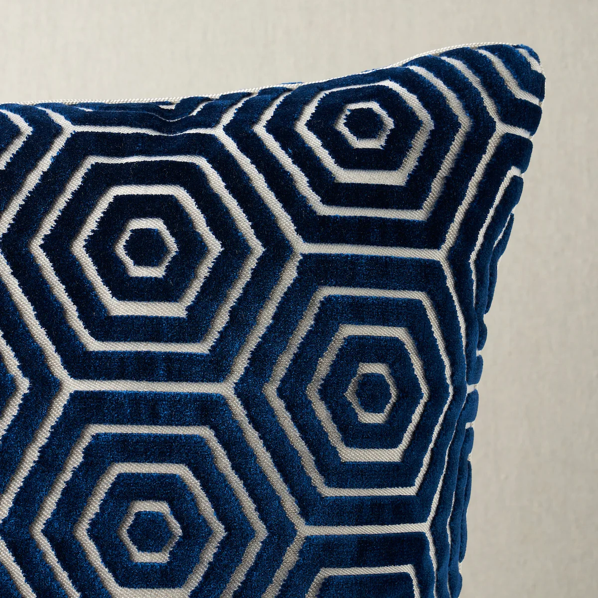 Bees Knees Cut Velvet Pillow - Blue Schumacher Bees Knees Cut Velvet Pillow in Blue