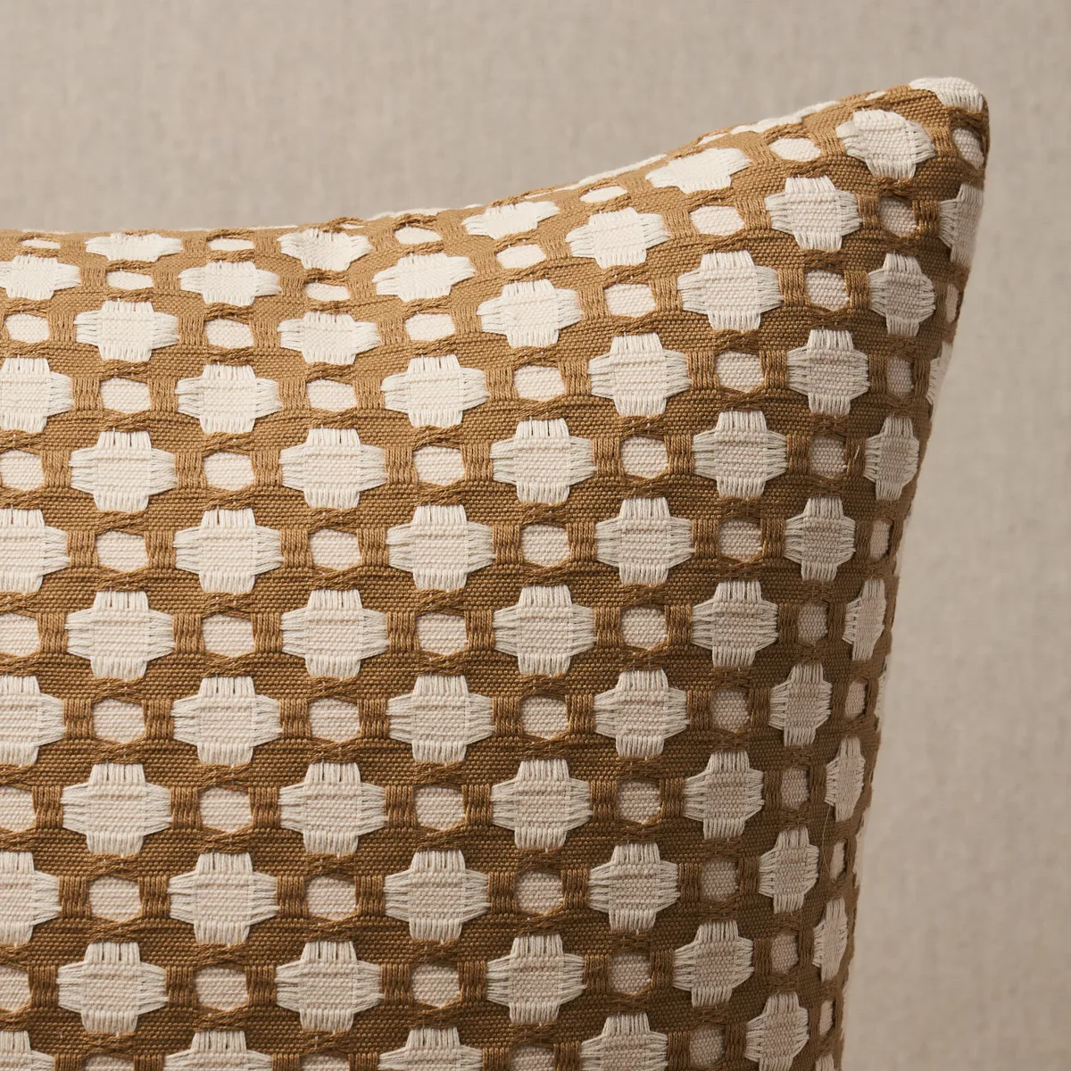 Schumacher Betwixt Pillow in Biscuit/Ivory