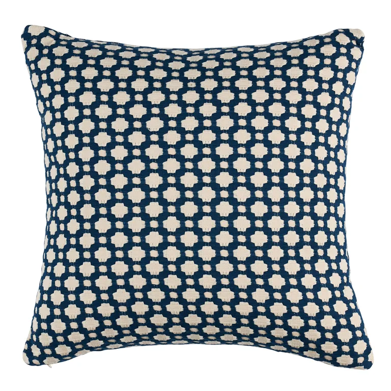 Schumacher Betwixt Pillow in Indigo/Ivory