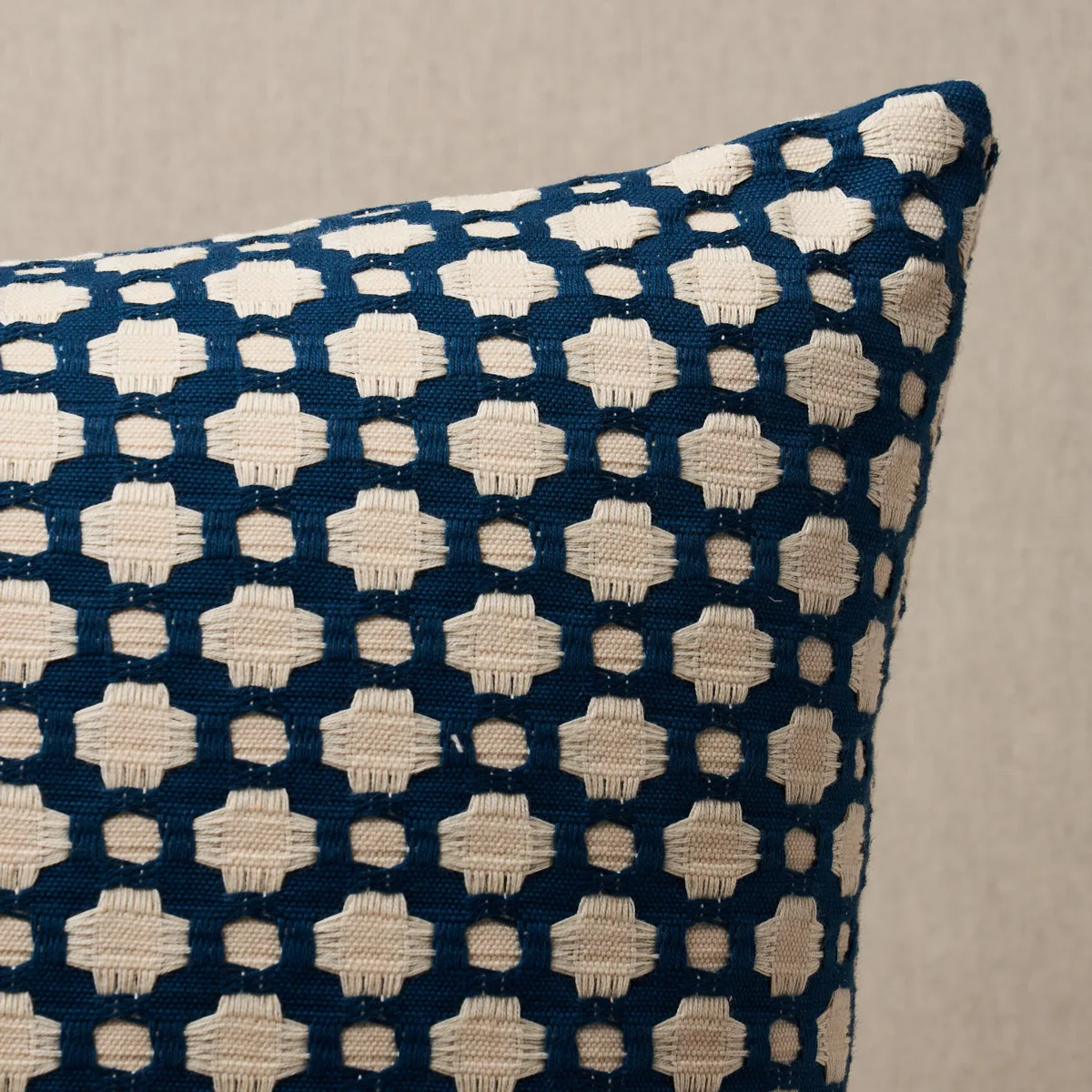 Schumacher Betwixt Pillow in Indigo/Ivory