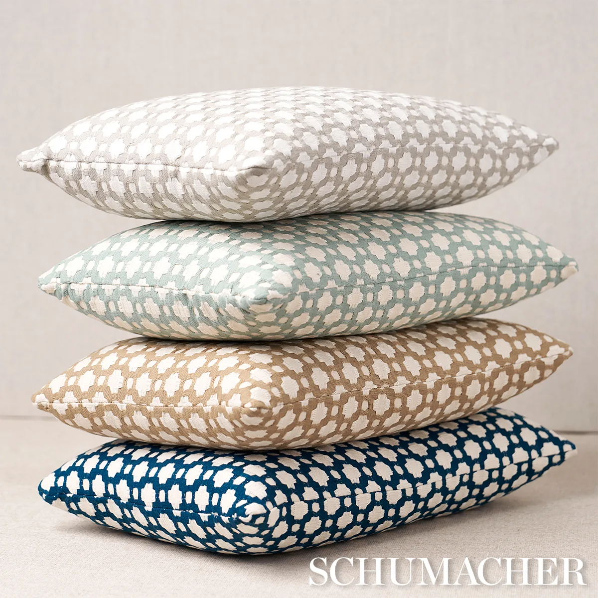 Betwixt Pillow - Water/Ivory Schumacher Betwixt Pillow in Water/Ivory
