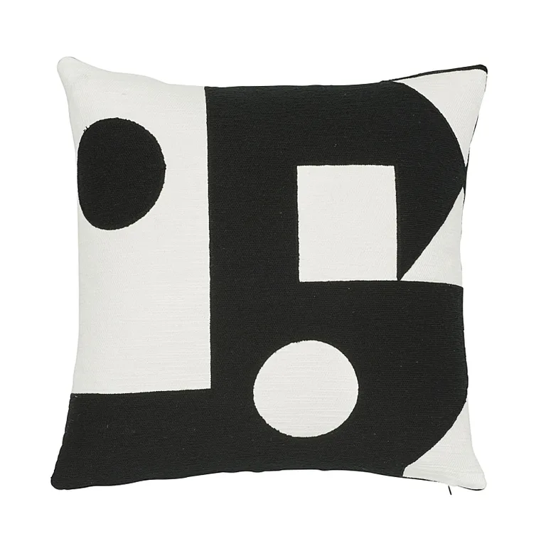 Schumacher Binary Embroidery Pillow in Black (SO7569005)