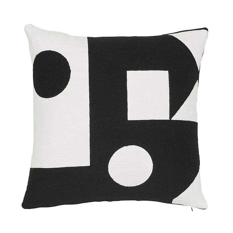 Schumacher Binary Embroidery Pillow in Black (SO7569005)