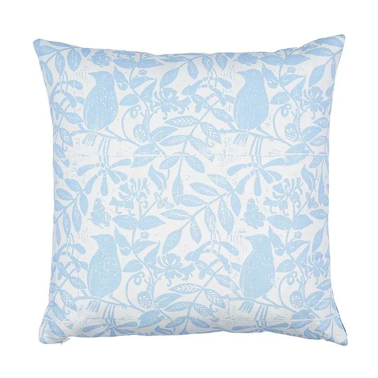 Schumacher Bird & Bee + Fern Pillow in Sky (SO17921205)