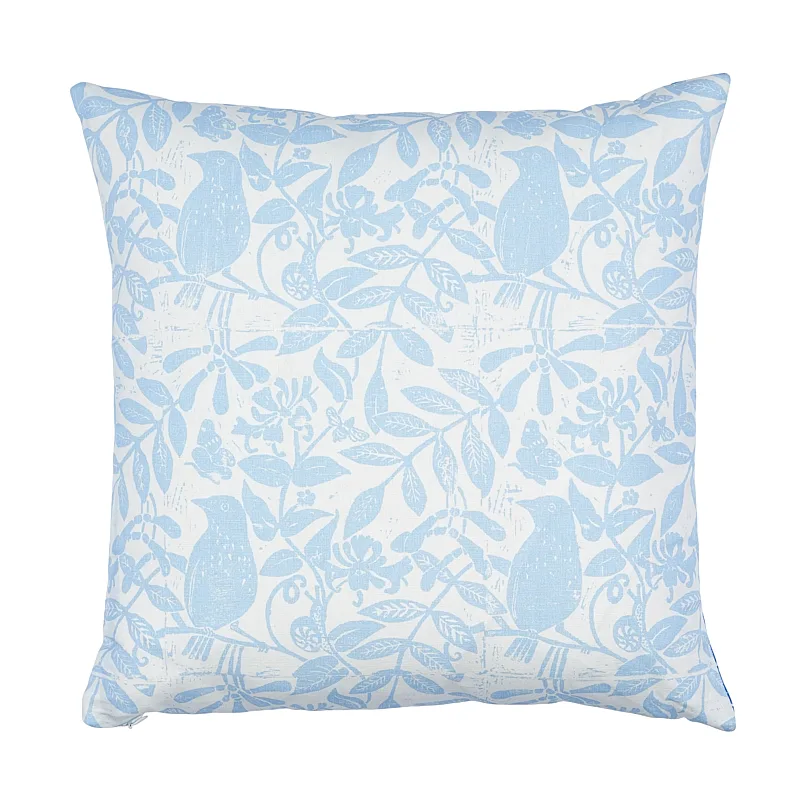 Schumacher Bird & Bee + Fern Pillow in Sky (SO17921205)