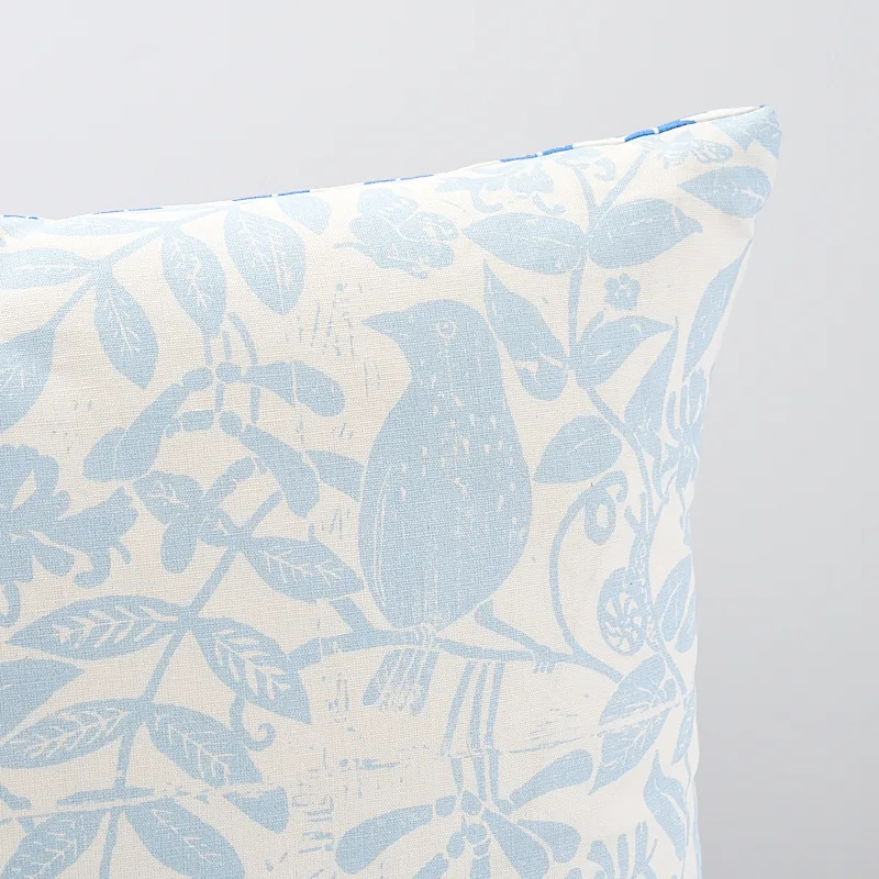 SO17921205 | Bird & Bee + Fern Pillow - Sky Schumacher Bird & Bee + Fern Pillow in Sky (SO17921205)