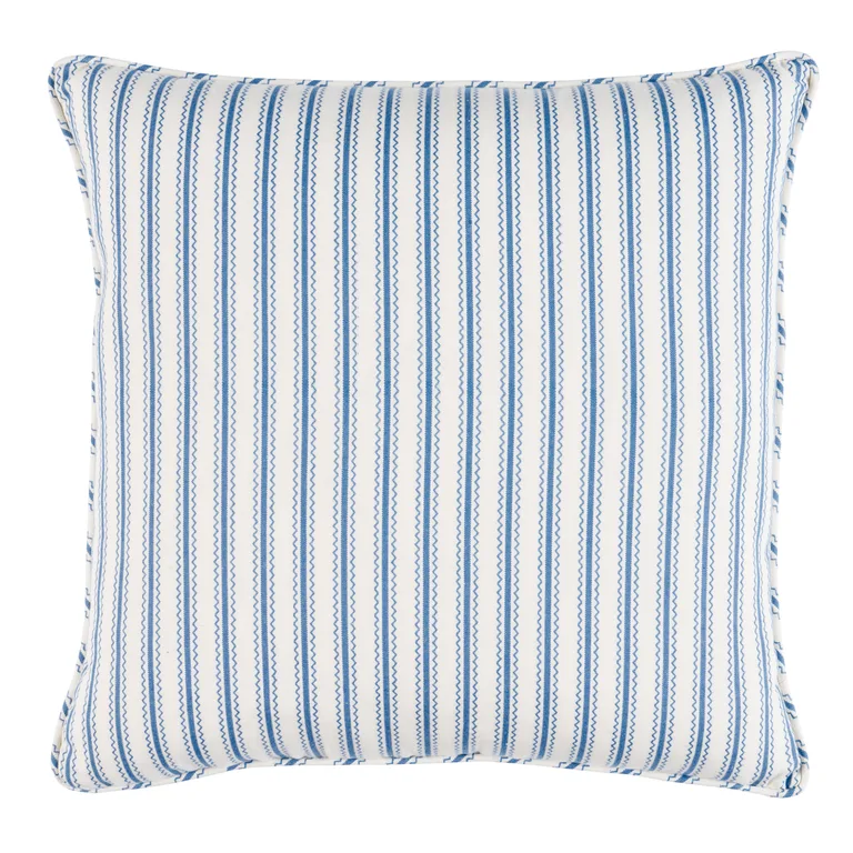 Schumacher Birdie Ticking Stripe Pillow in Indigo
