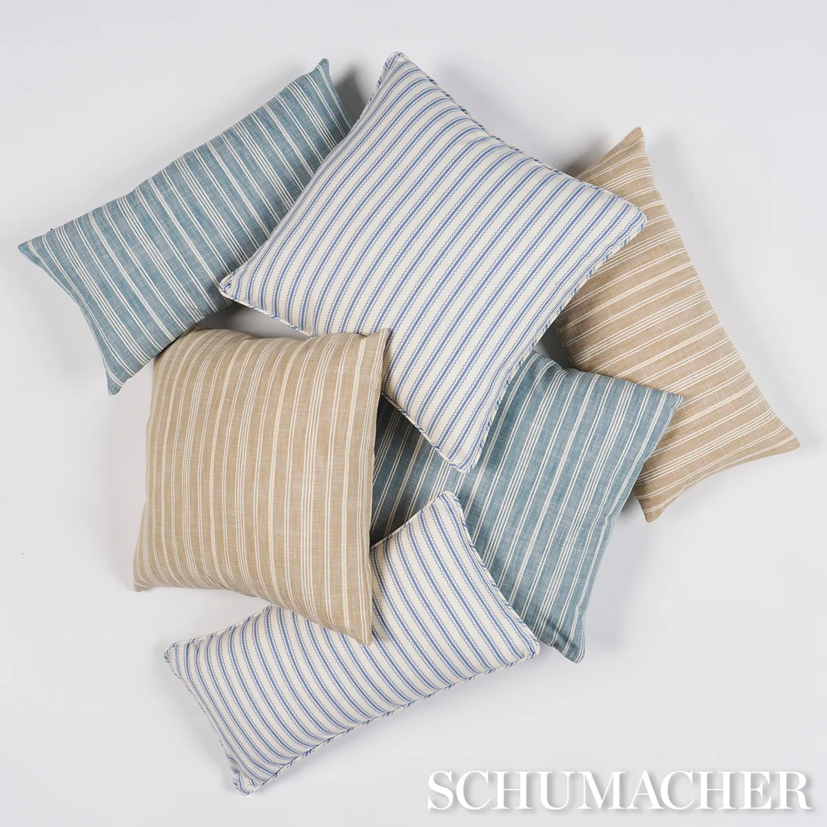 Birdie Ticking Stripe Pillow - Indigo Schumacher Birdie Ticking Stripe Pillow in Indigo