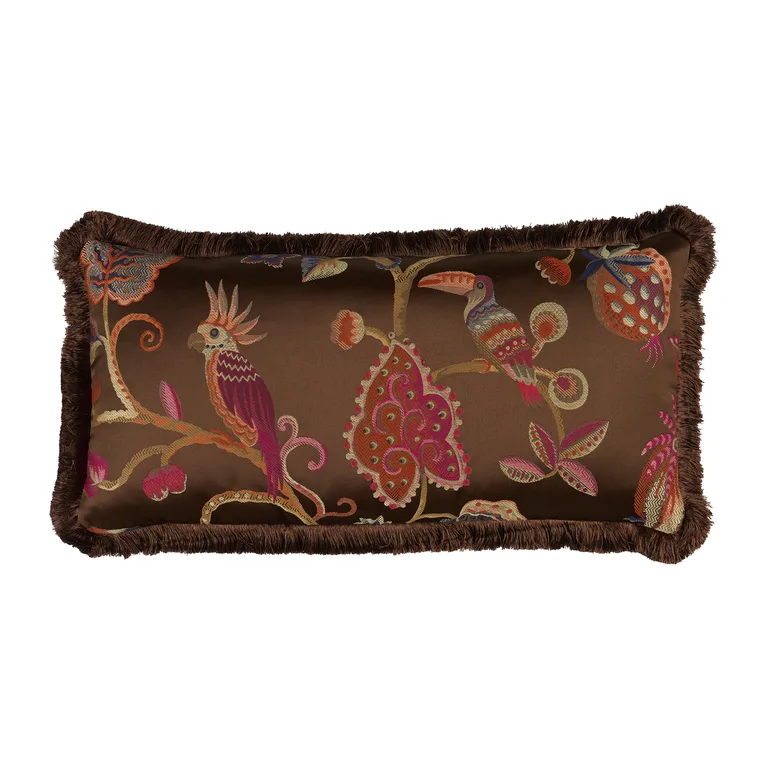 Schumacher Birds of Paradise Pillow in Chestnut (SO8511118)