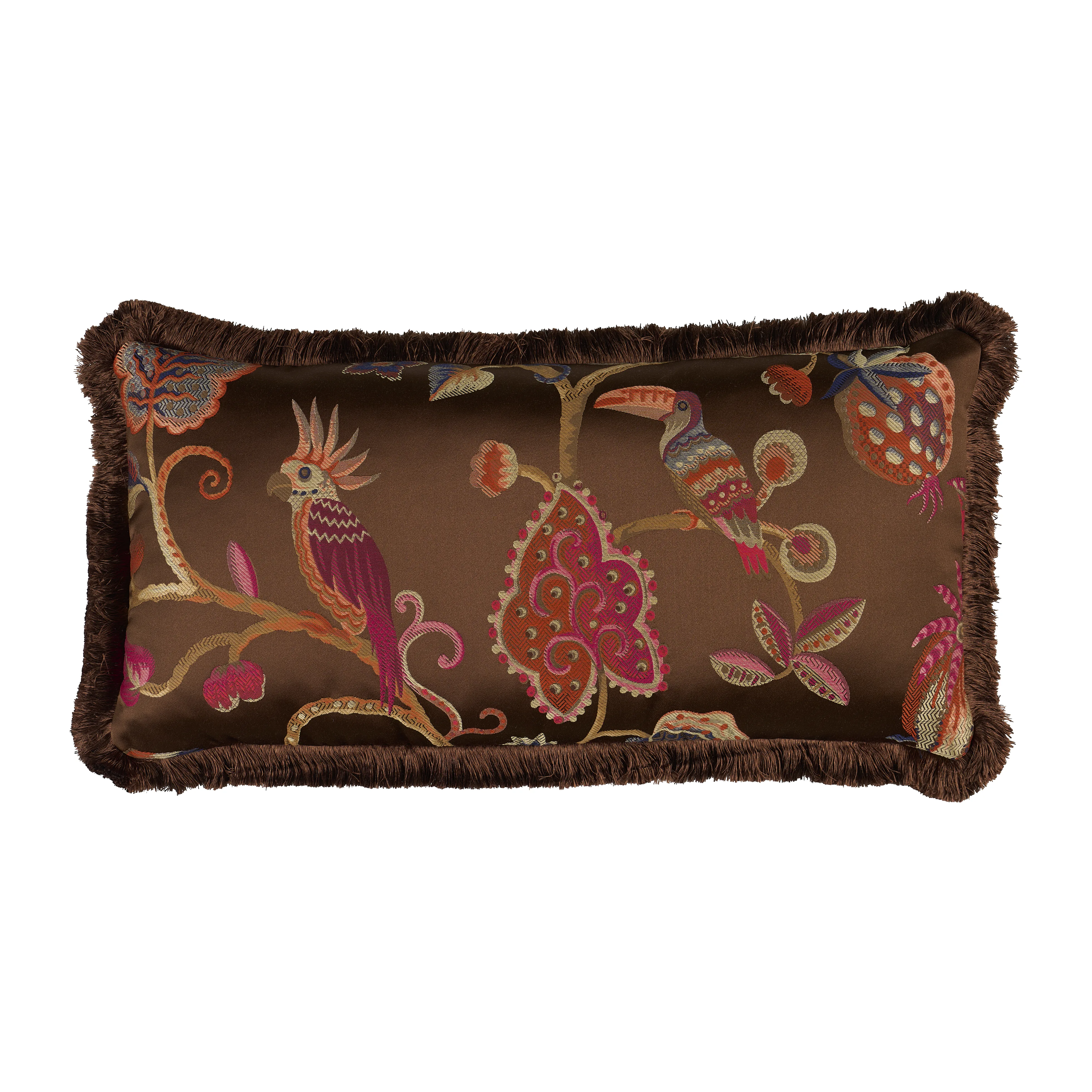 Schumacher Birds of Paradise Pillow in Chestnut (SO8511118)