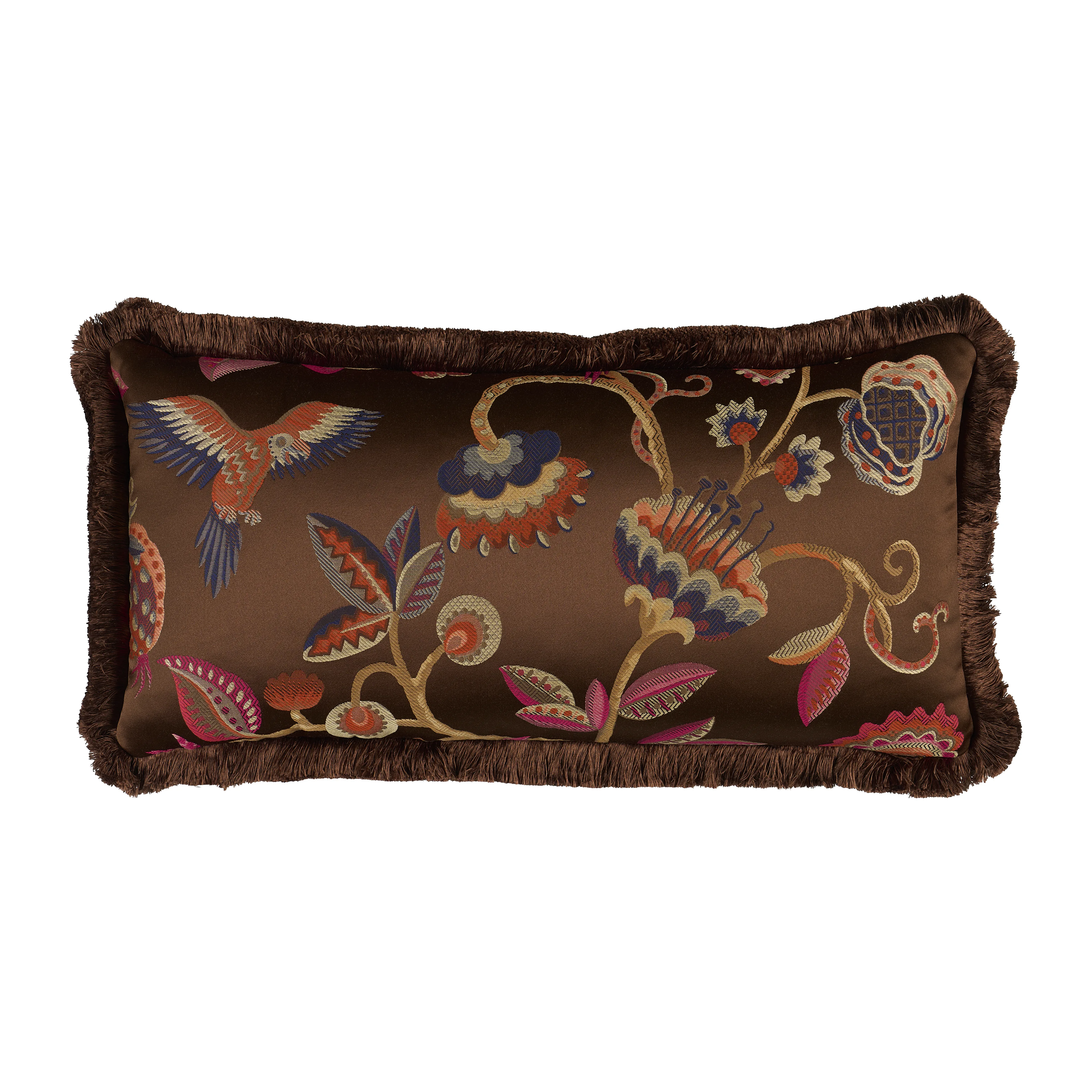 Schumacher Birds of Paradise Pillow in Chestnut (SO8511118)