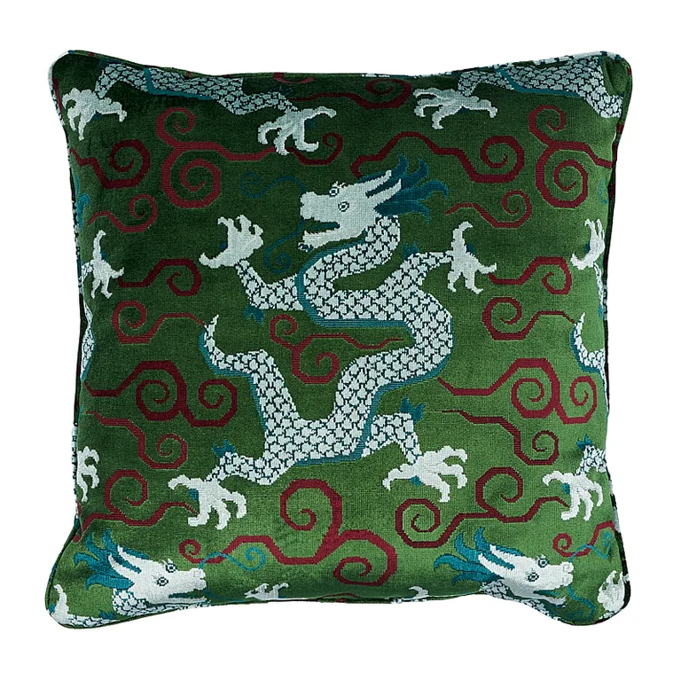 Schumacher Bixi Velvet Pillow in Emerald (SO7397106)