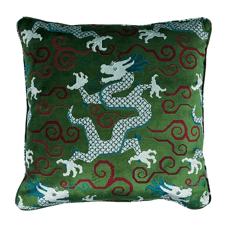 Schumacher Bixi Velvet Pillow in Emerald (SO7397106)