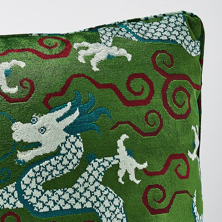 Schumacher Bixi Velvet Pillow in Emerald (SO7397106)