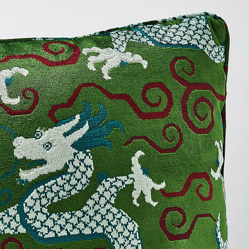 Schumacher Bixi Velvet Pillow in Emerald (SO7397106)
