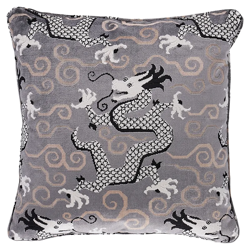 Schumacher Bixi Velvet Pillow in Silver (SO7397206)