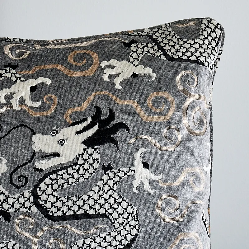 Schumacher Bixi Velvet Pillow in Silver (SO7397206)