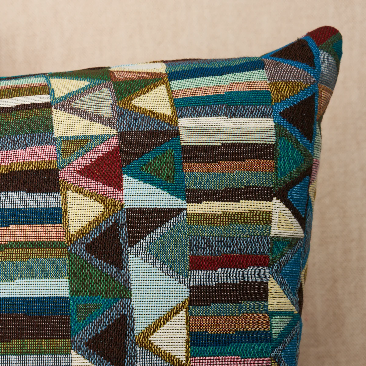 Schumacher Bizantino Quilted Weave Pillow in Peacock