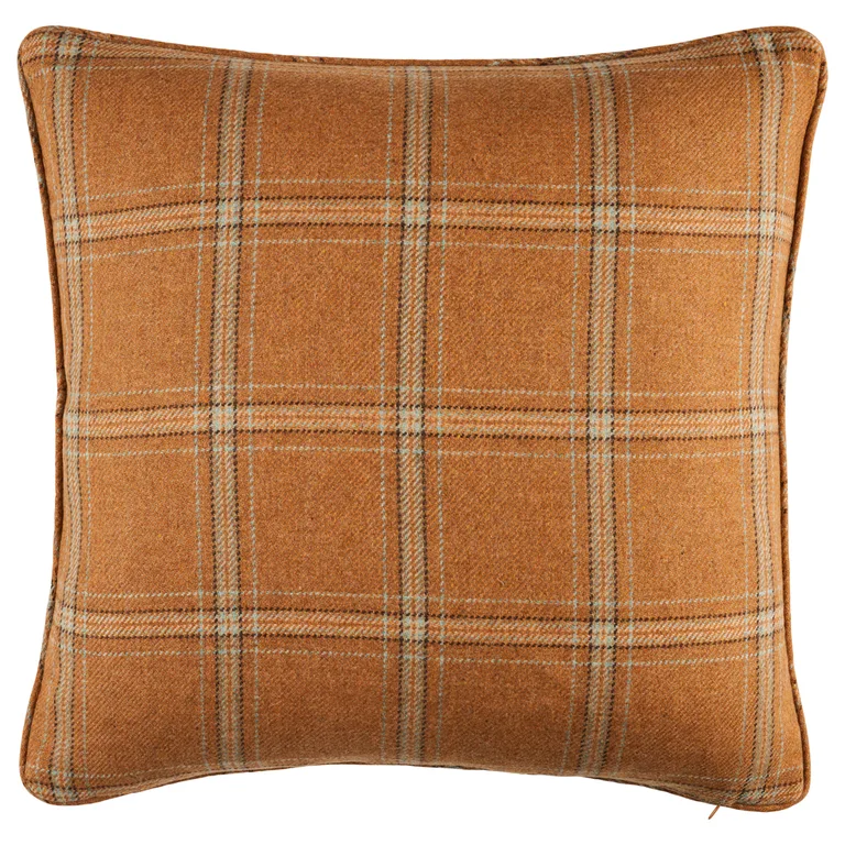 Schumacher Blackburn Merino Plaid Pillow in Camel (SO8234105)