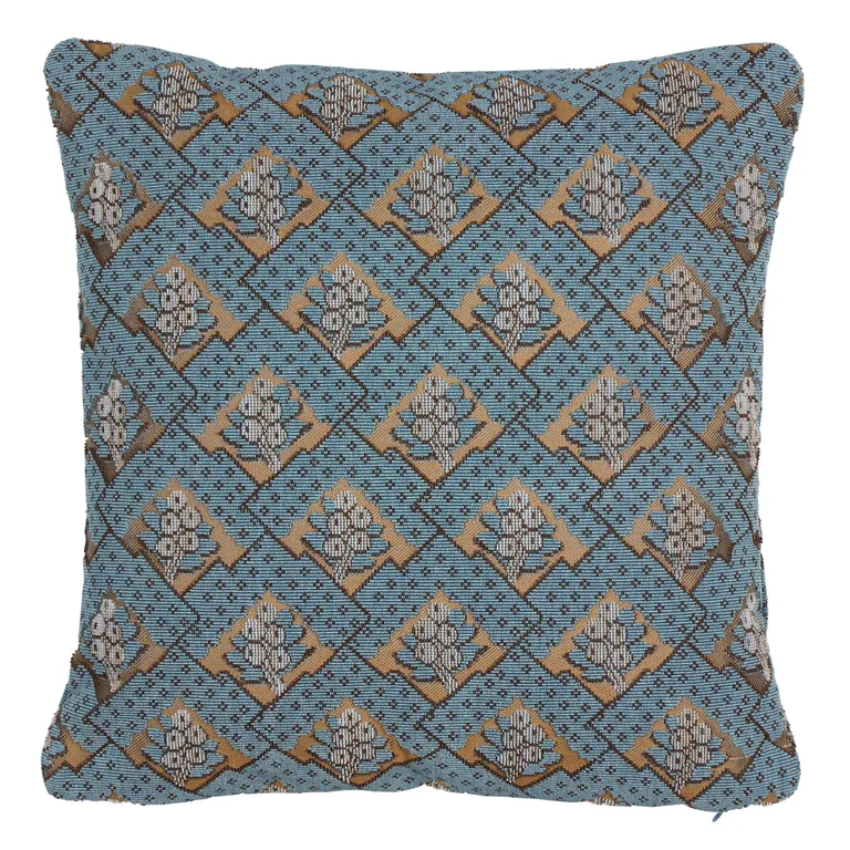 Schumacher Blair Silk Épinglé Pillow in Worcester Blue