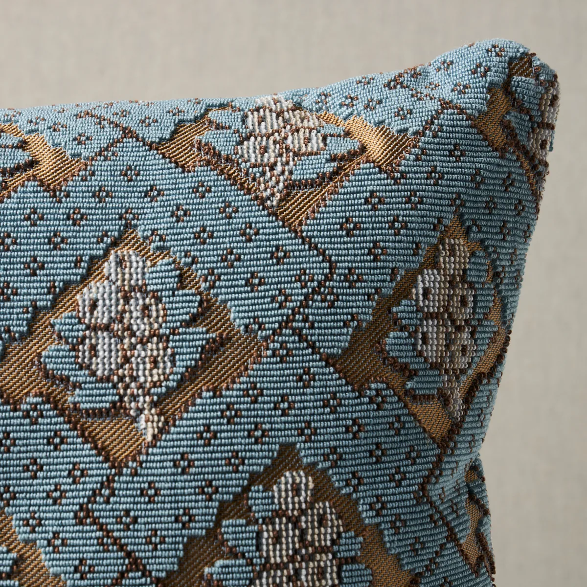 Schumacher Blair Silk Épinglé Pillow in Worcester Blue