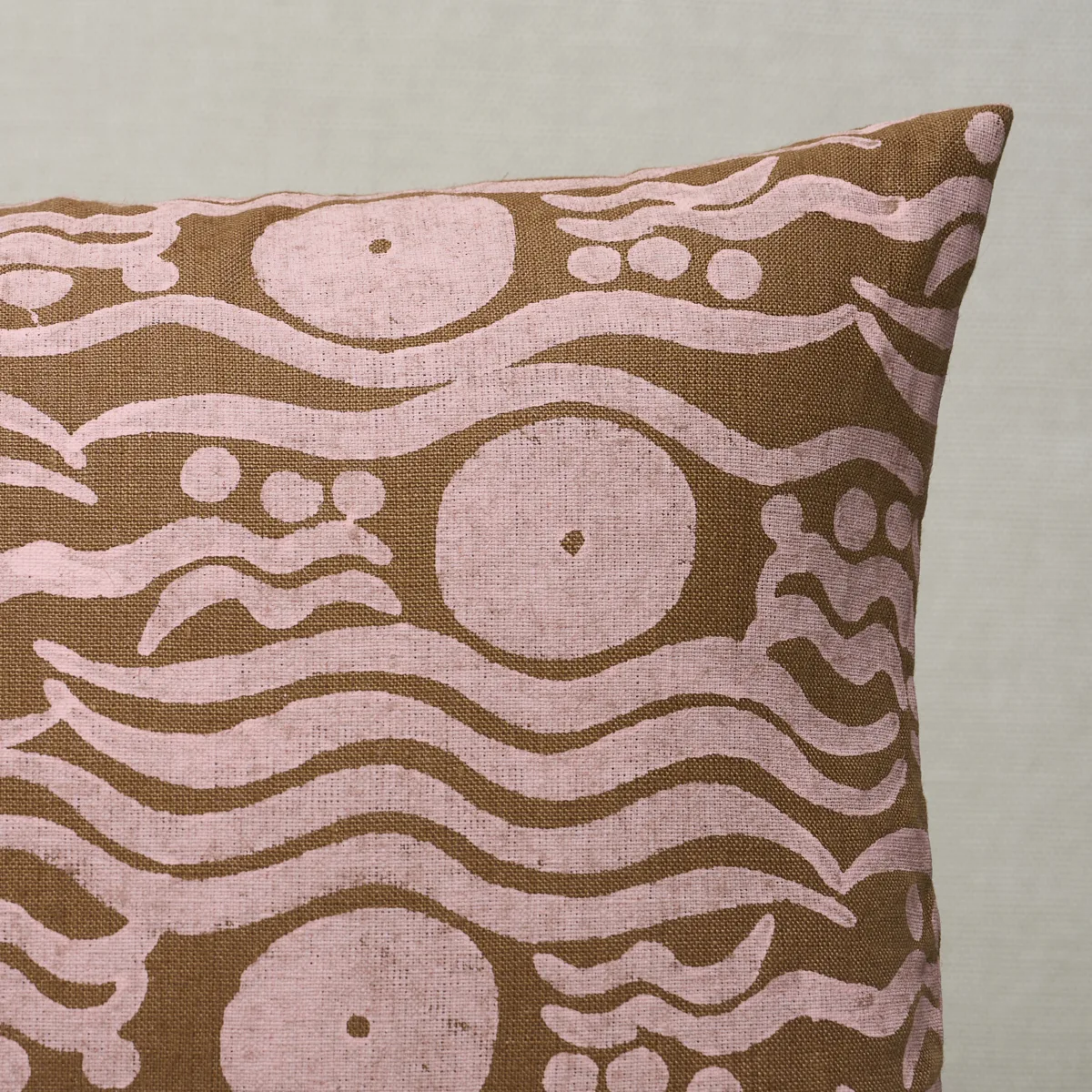 Schumacher Bosphorous Hand Block Pillow in Brown & Pink (SO18274218)
