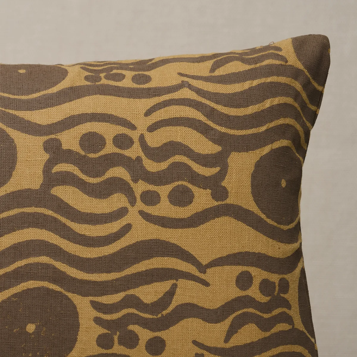 Schumacher Bosphorous Hand Block Pillow in Ochre & Brown (SO18274018)