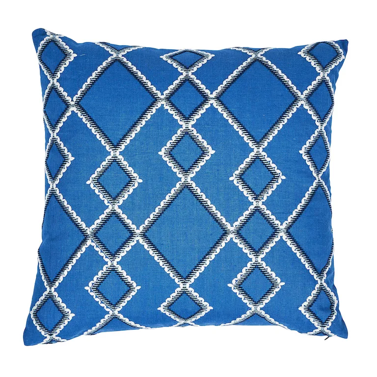 Schumacher Branson Embroidery Pillow in Blue (SO7589105)