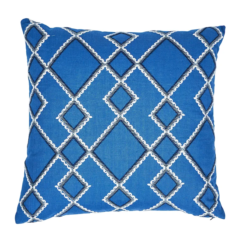 Schumacher Branson Embroidery Pillow in Blue (SO7589105)