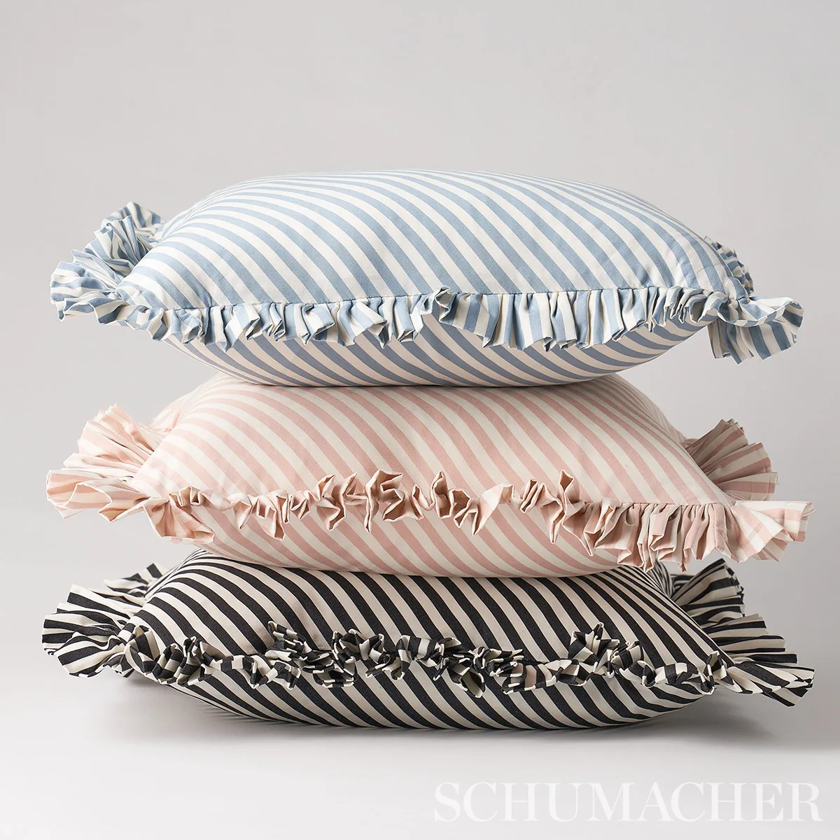 Brigitte Stripe Pillow - Blush Schumacher Brigitte Stripe Pillow in Blush