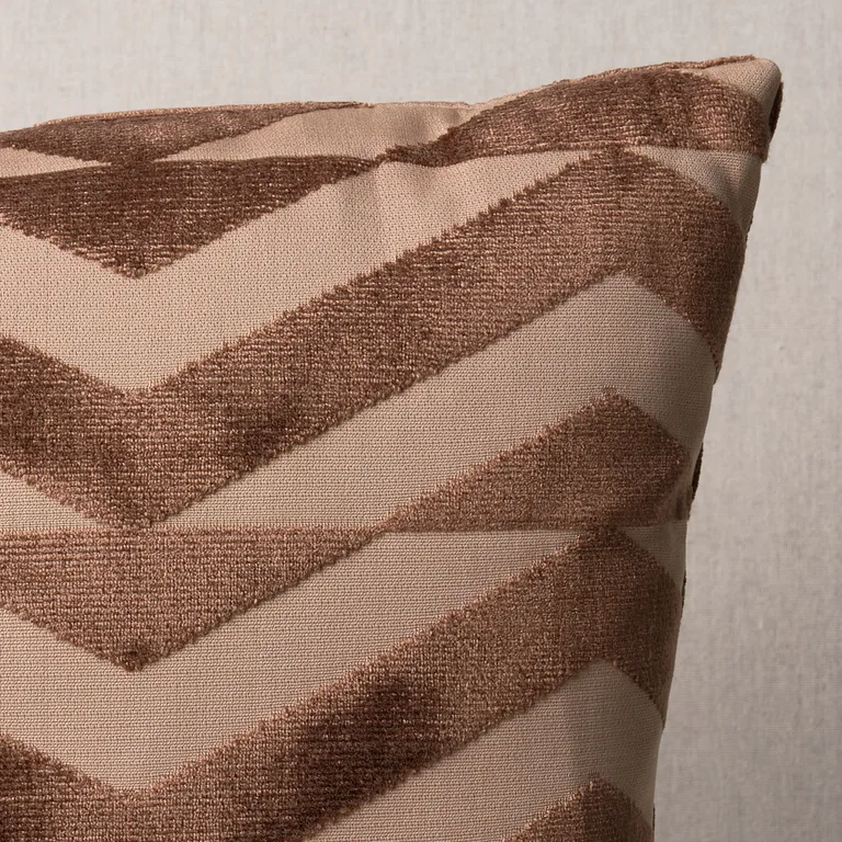 Schumacher Broken Chevron Pillow in Brown on Camel