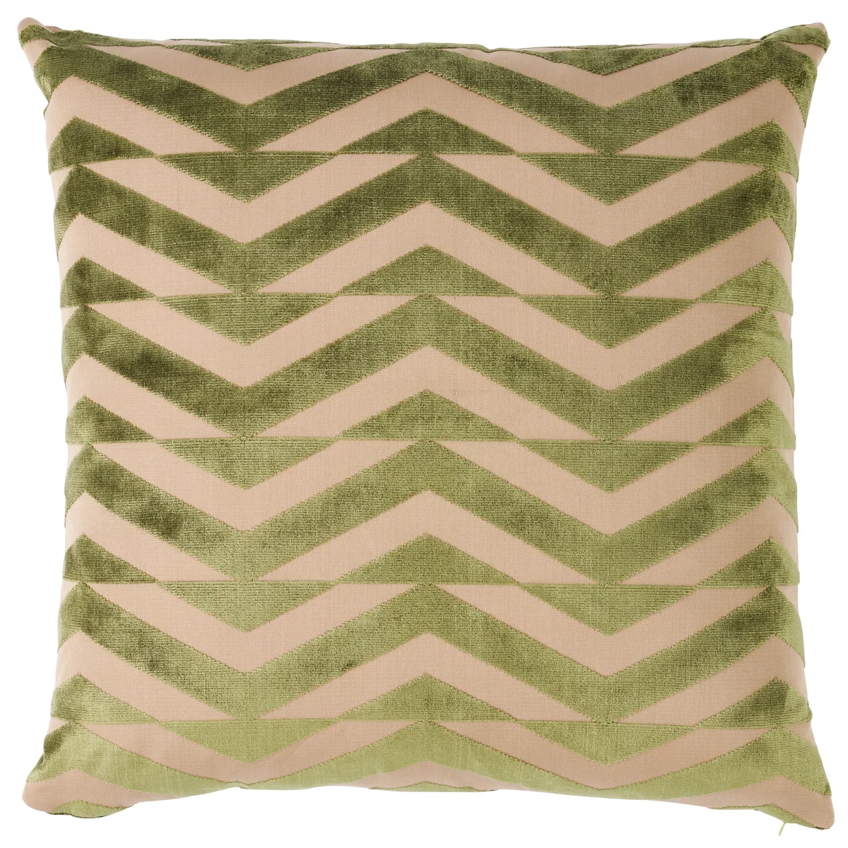 Schumacher Broken Chevron Pillow in Olive on Khaki