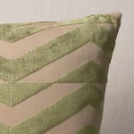 Broken Chevron Pillow - Olive on Khaki Schumacher Broken Chevron Pillow in Olive on Khaki