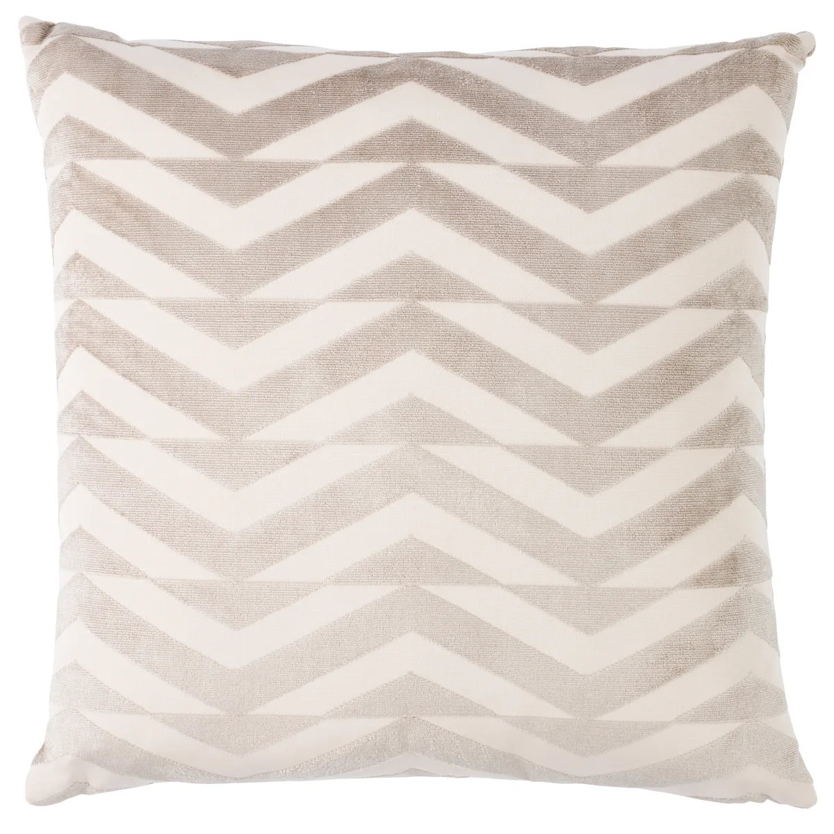 Schumacher Broken Chevron Pillow in Taupe on Ivory