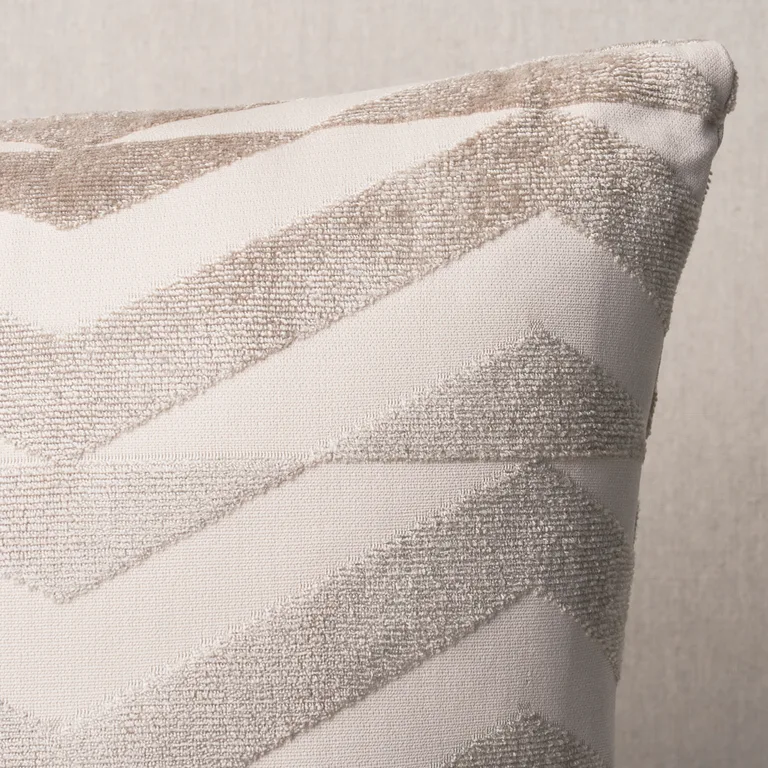 Schumacher Broken Chevron Pillow in Taupe on Ivory