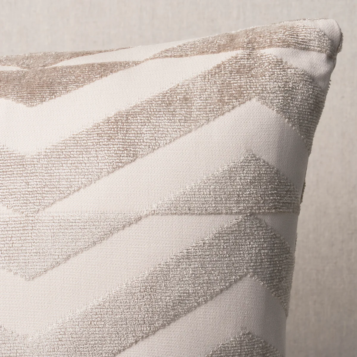 Broken Chevron Pillow - Taupe on Ivory Schumacher Broken Chevron Pillow in Taupe on Ivory
