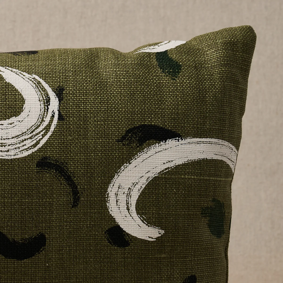 Schumacher Brushmark Pillow in Olive (SO18040218)