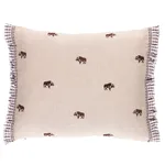 Buffalo Embroidery Pillow - Natural Schumacher Buffalo Embroidery Pillow in Natural