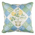 SO18012005 | Caldwell Patchwork 20" Pillow - Yellow & Cornflower Schumacher Caldwell Patchwork 20" Pillow in Yellow & Cornflower (SO18012005)