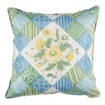 SO18012005 | Caldwell Patchwork 20" Pillow - Yellow & Cornflower Schumacher Caldwell Patchwork 20" Pillow in Yellow & Cornflower (SO18012005)