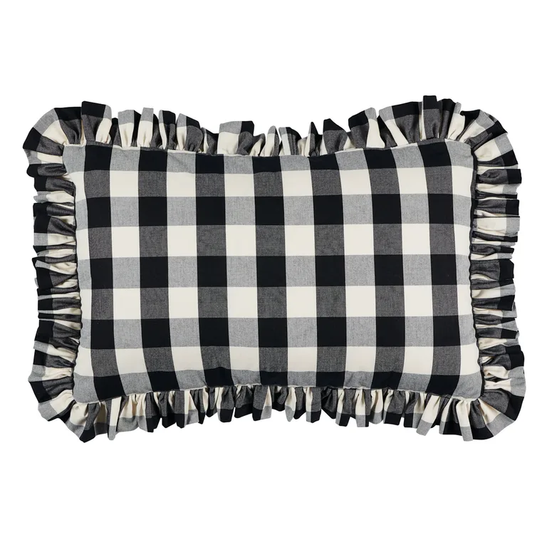 Schumacher Camden Cotton Check Pillow in Black (SO6304415)