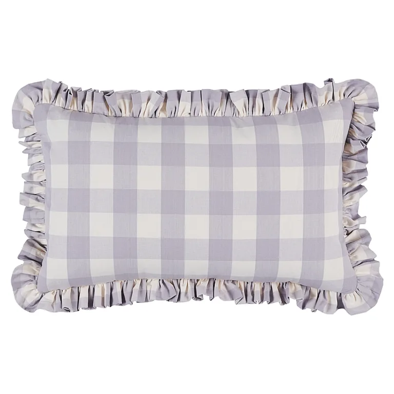 Schumacher Camden Cotton Check Pillow in Lilac