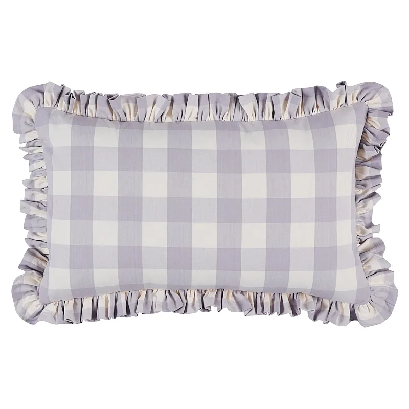 Schumacher Camden Cotton Check Pillow in Lilac
