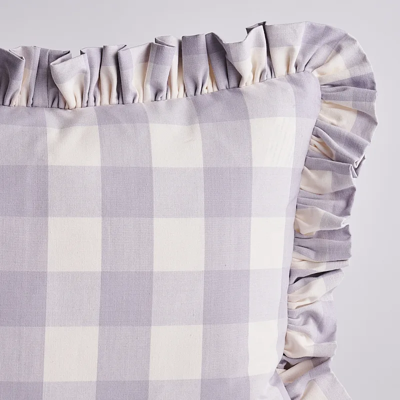 Schumacher Camden Cotton Check Pillow in Lilac
