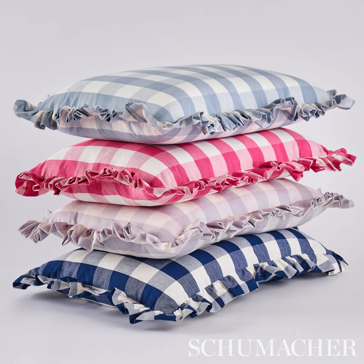 SO7732115 | Camden Cotton Check Pillow - Magenta Schumacher Camden Cotton Check Pillow in Magenta (SO7732115)
