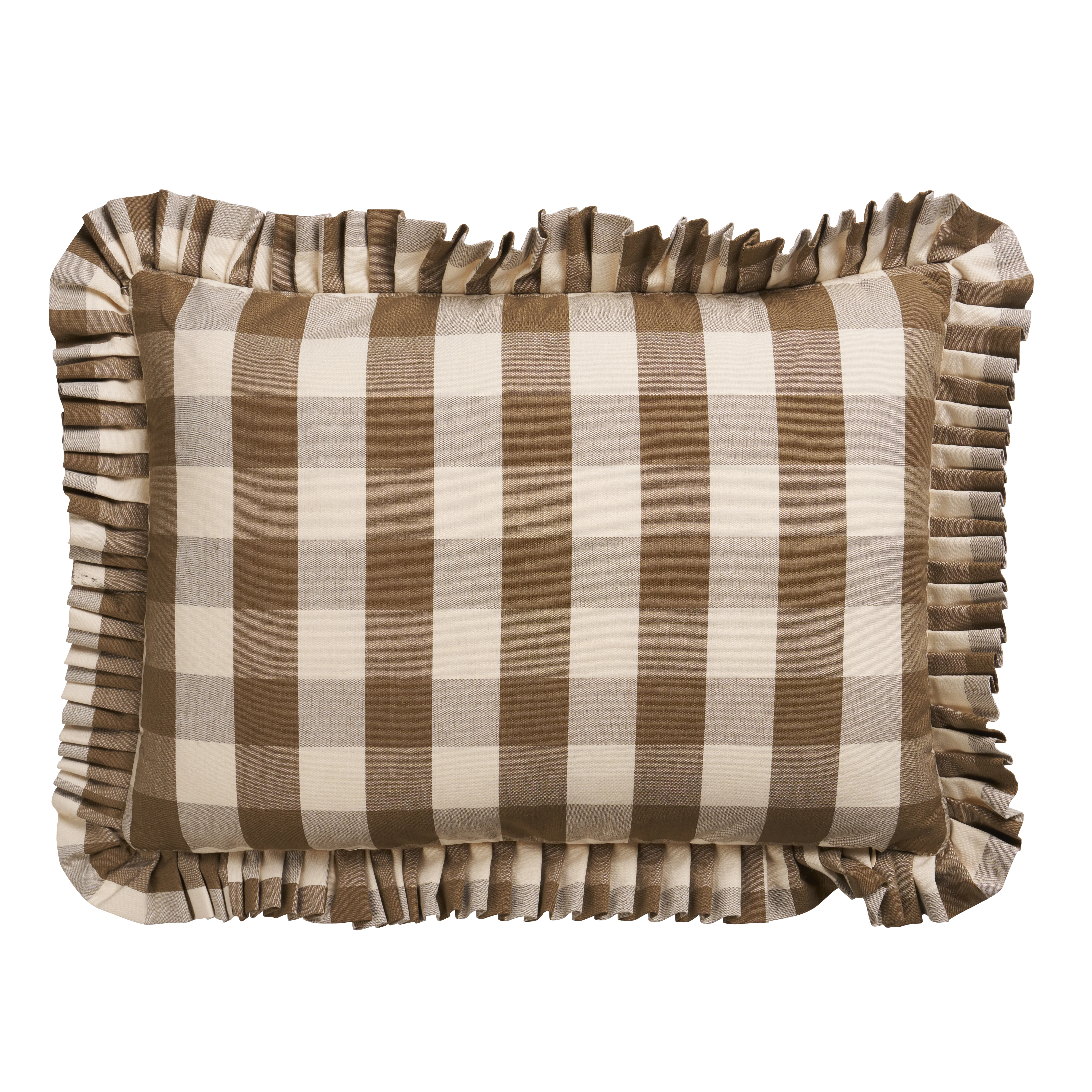 Schumacher Camden Cotton Check Pillow in Mocha (SO6304015)